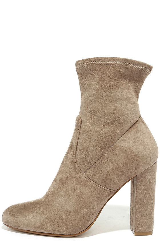 Steve Madden Edit Taupe Suede High Heel Mid-Calf Boots 2