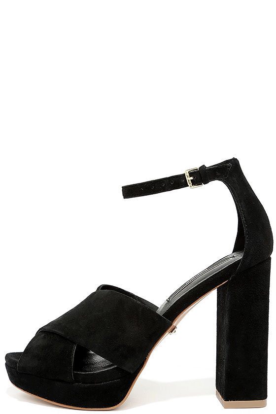 Kensie Poliana Black Suede Leather Platform Heels