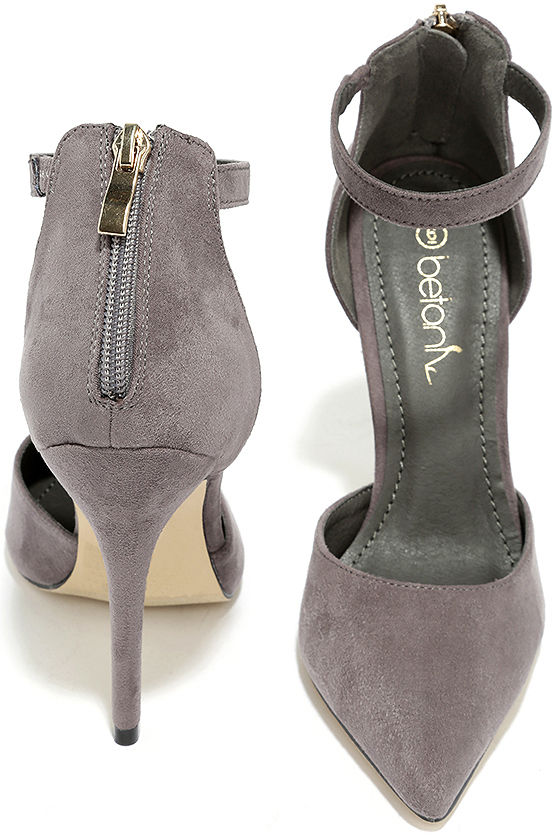 dark grey suede heels