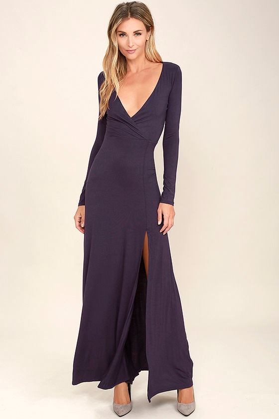 mauve long sleeve maxi dress