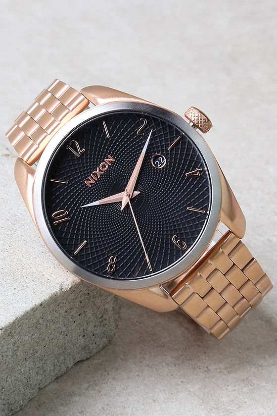 Nixon Bullet Rose Gold and Black Sunray Watch