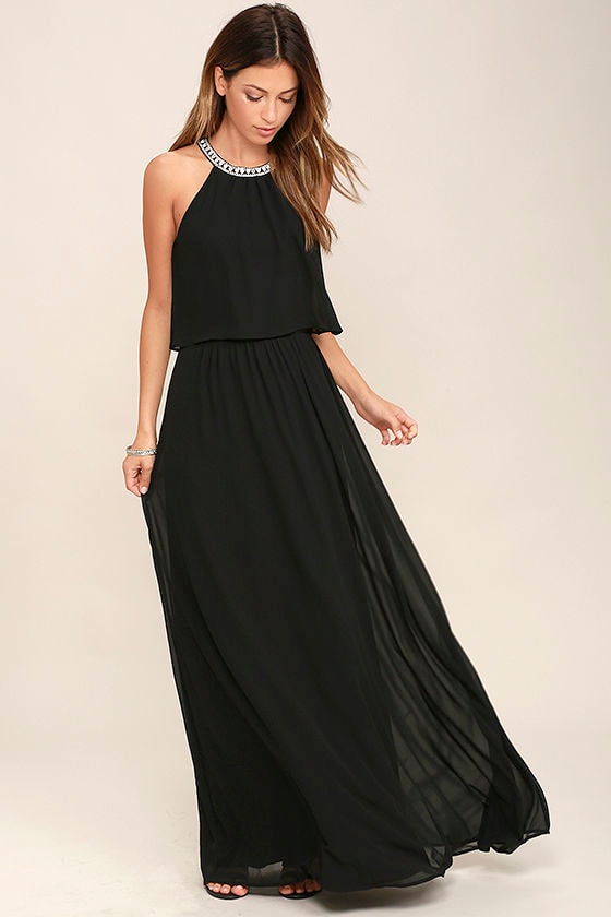Lovely Black Dress - Rhinestone Dress - Maxi Dress - $78.00 - Lulus