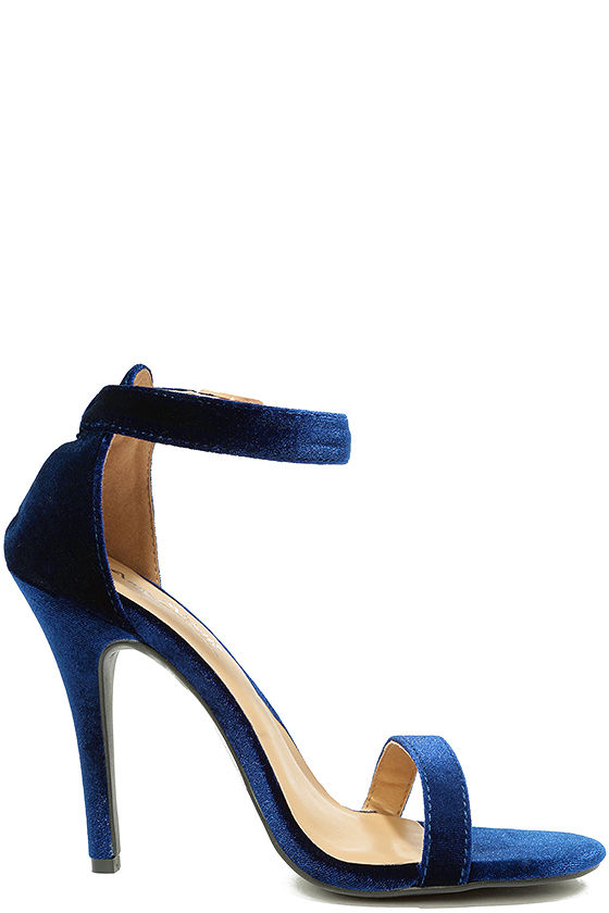 navy strap heels