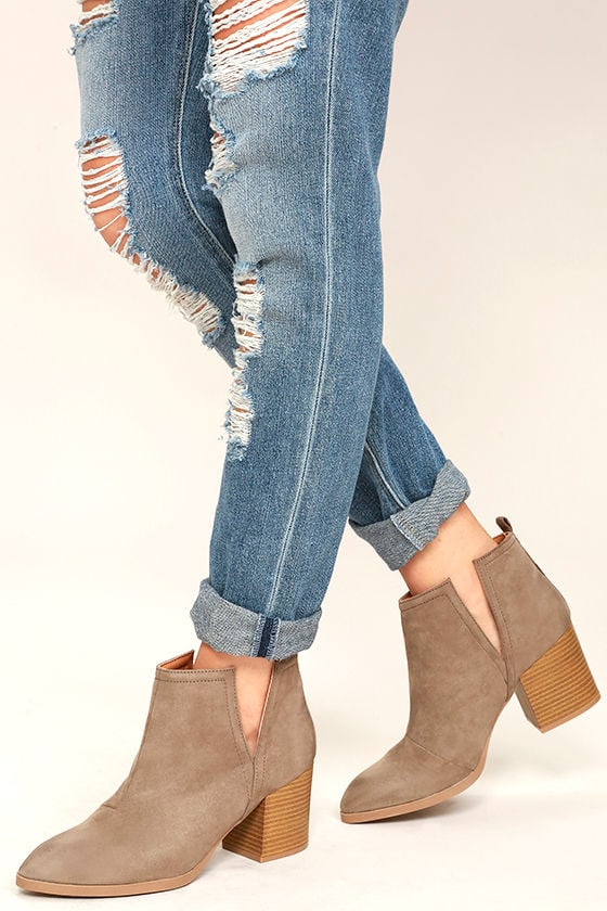 grey taupe booties