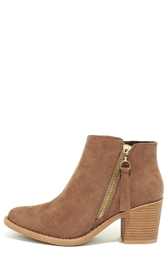 Crisp Air Taupe Suede Ankle Booties 2