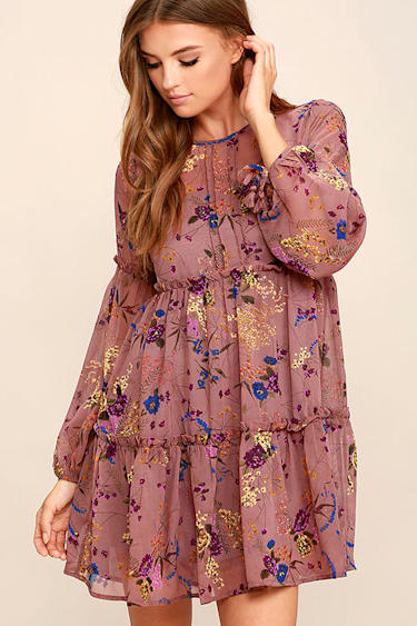 Secret Place Mauve Floral Print Dress