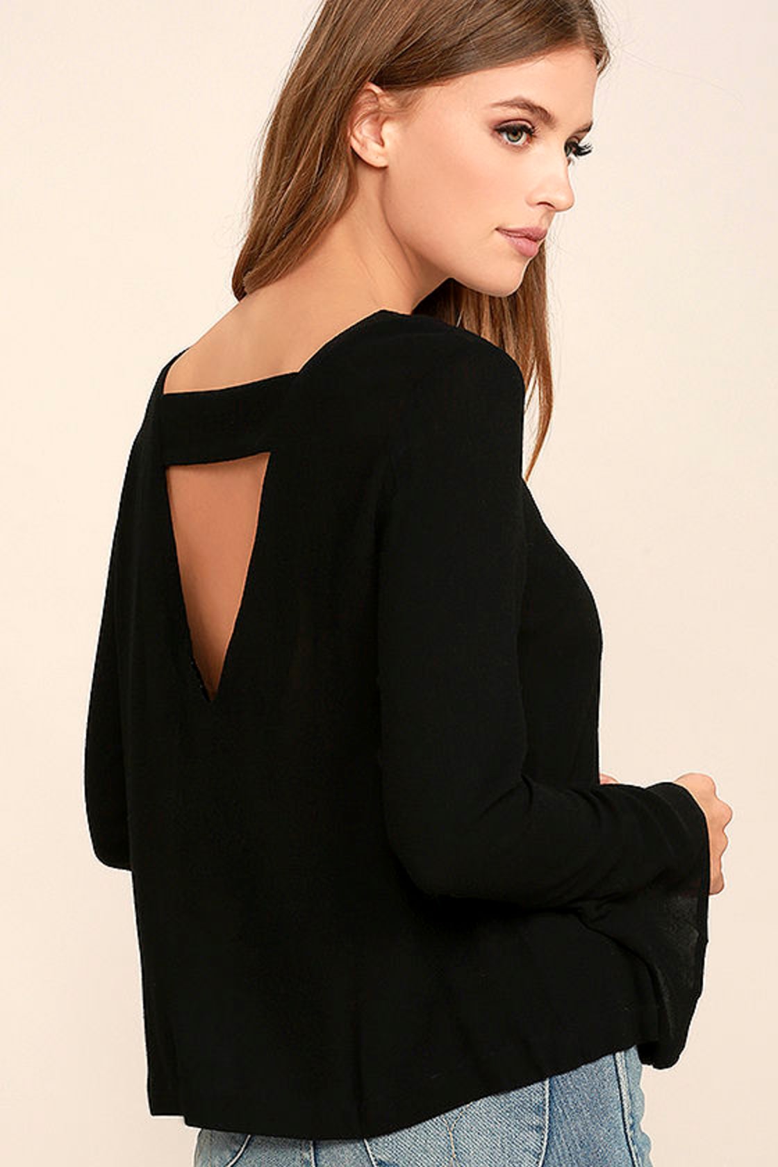 Chic Black Top - Long Sleeve Top - Bell Sleeve Top - $42.00 - Lulus