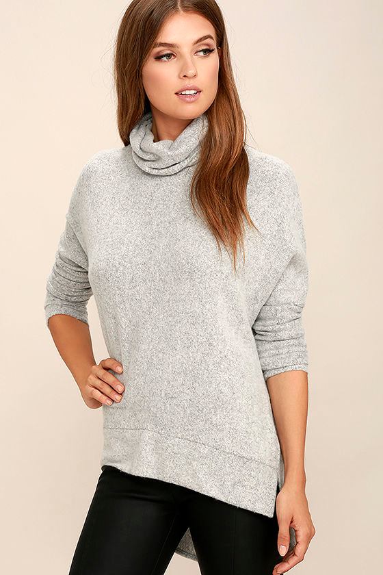 Chic Heather Grey Sweater Turtleneck Sweater Long Sleeve Sweater