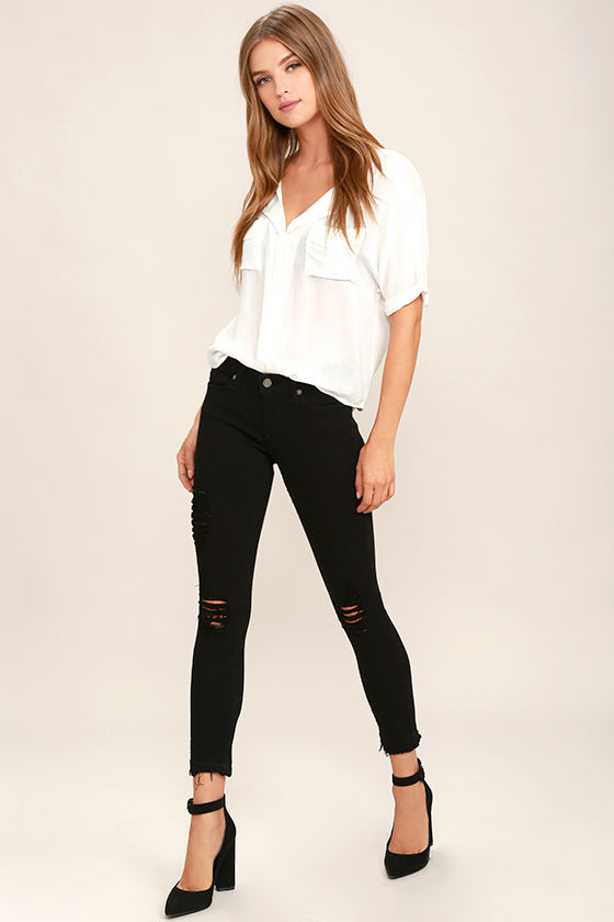 Chic Black Jeans - Distressed Jeans - Skinny Jeans - $40.00 - Lulus