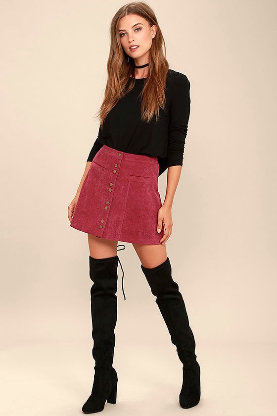 Made with Moxie Wine Red Corduroy Mini Skirt 2