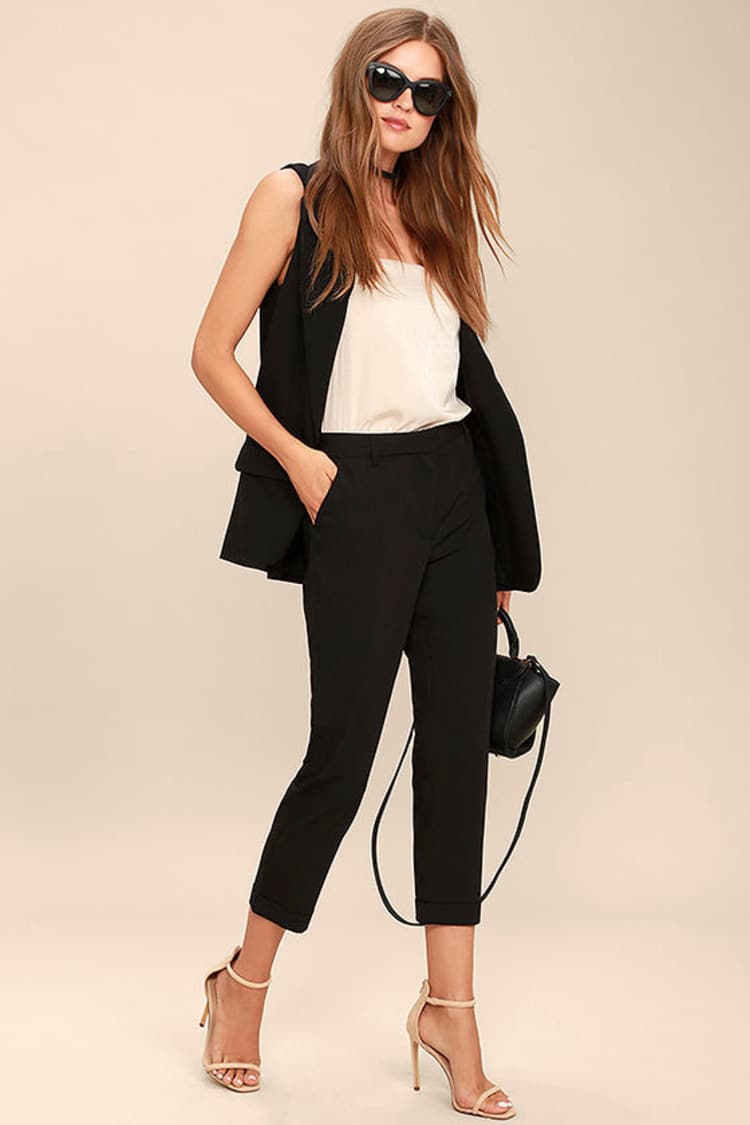 cropped black dress pants Faye Flare Cropped Pant in Black Ponte Knit