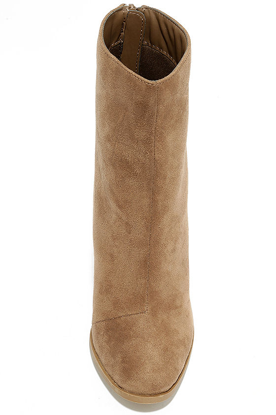 Chic Taupe Suede Boots MidCalf Boots High Heel Boots 38.00