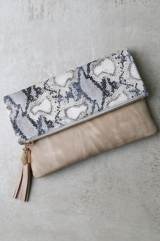 Wink and Kiss Beige Clutch 1