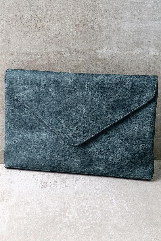 Classically Composed Slate Blue Clutch
