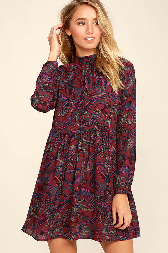 Long sleeve paisley dress Clearance