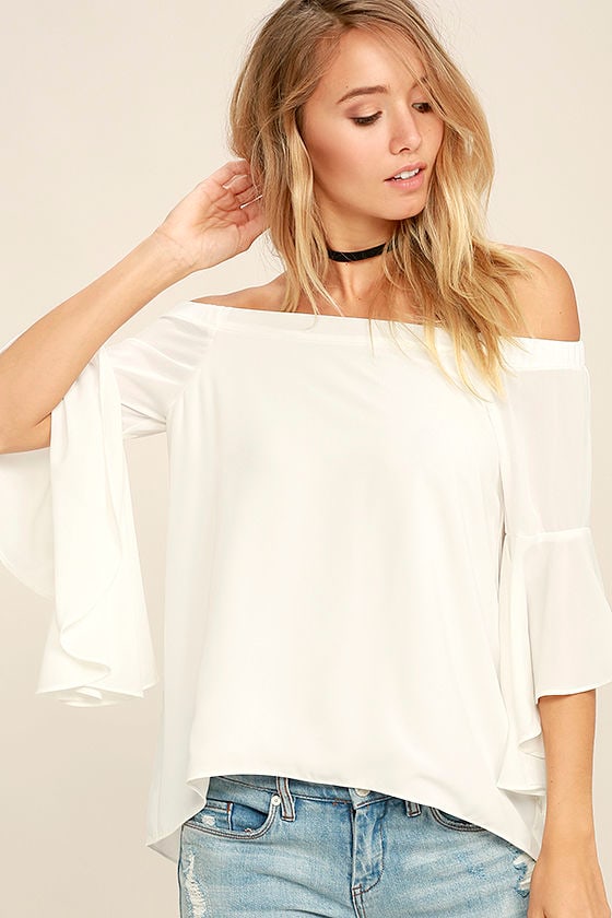 Chic White Top - Off-The-Shoulder Top - Bell Sleeve Top - $38.00 - Lulus