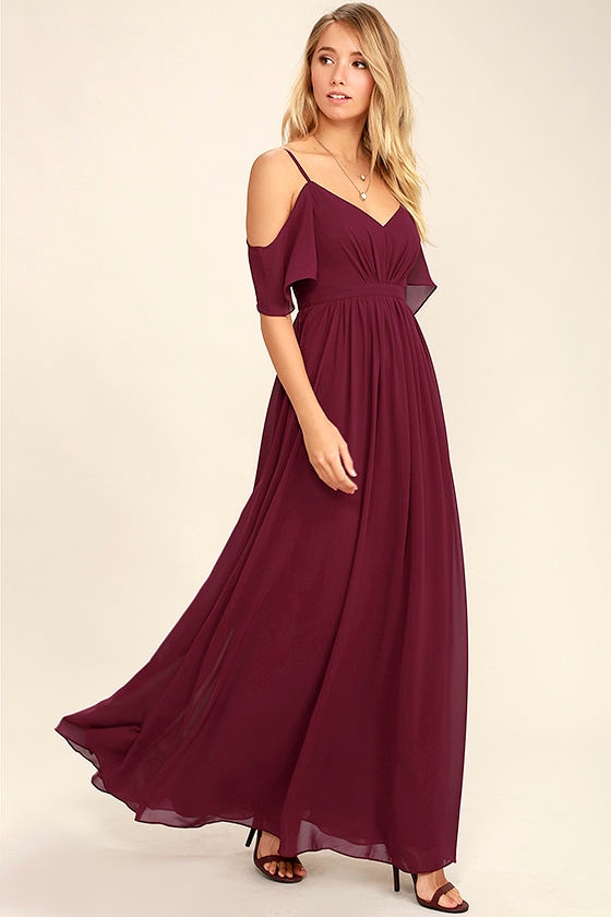 wine red maxi dress