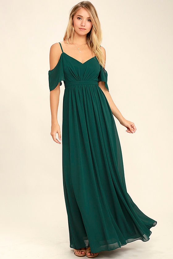 green maxi evening dress