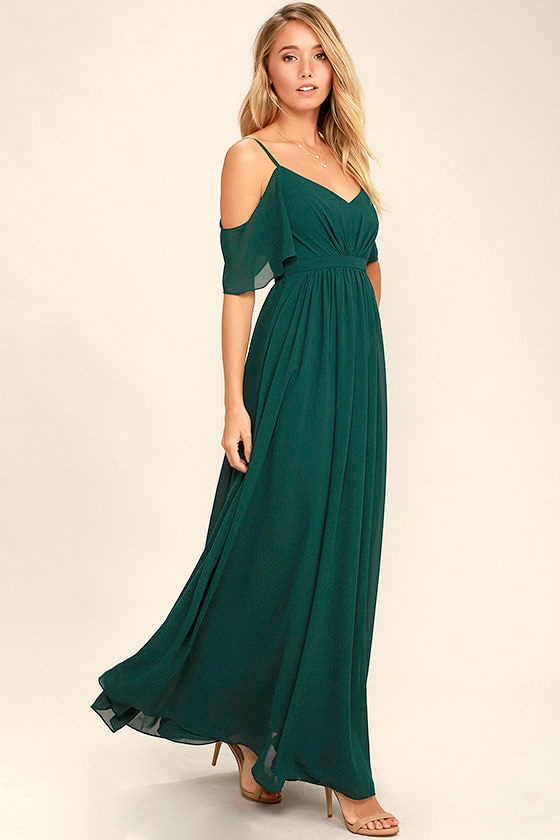 pleated maxi skirt dark green
