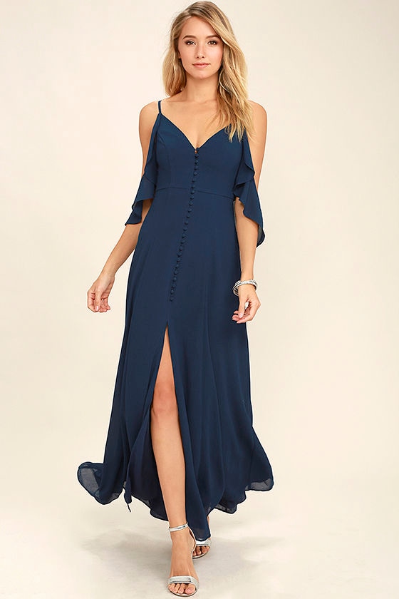 Lovely Navy Blue Dress - Maxi Dress - Dance Dress - $84.00