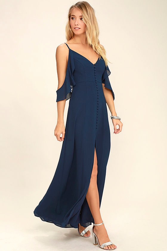 Lovely Navy Blue Dress - Maxi Dress - Dance Dress - $84.00 - Lulus