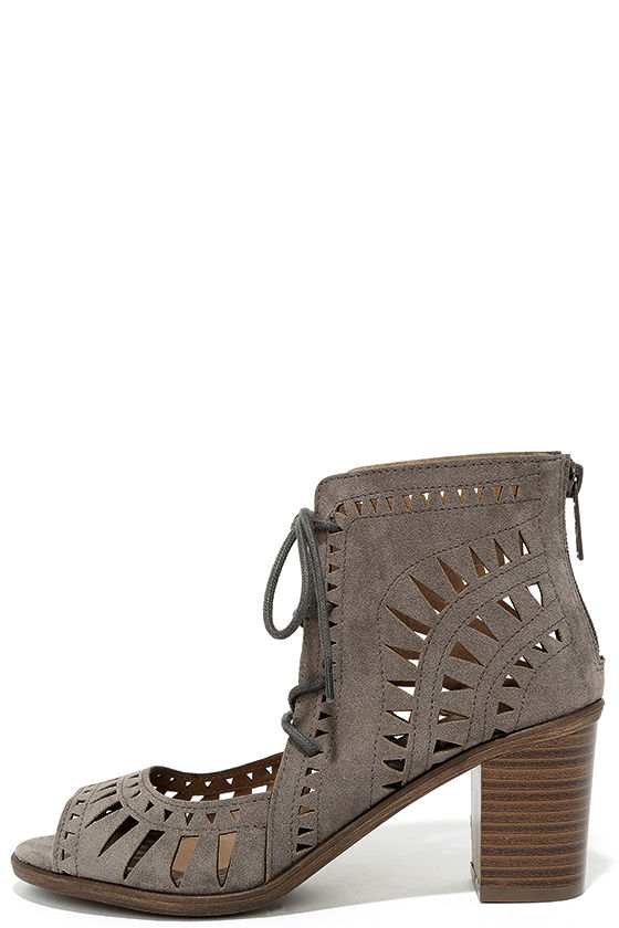 gray cut out booties