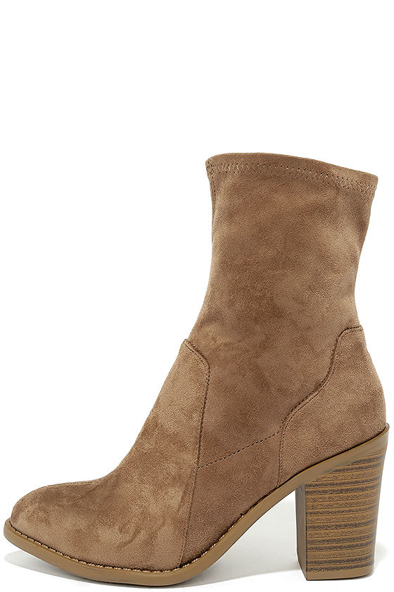 taupe calf length boots