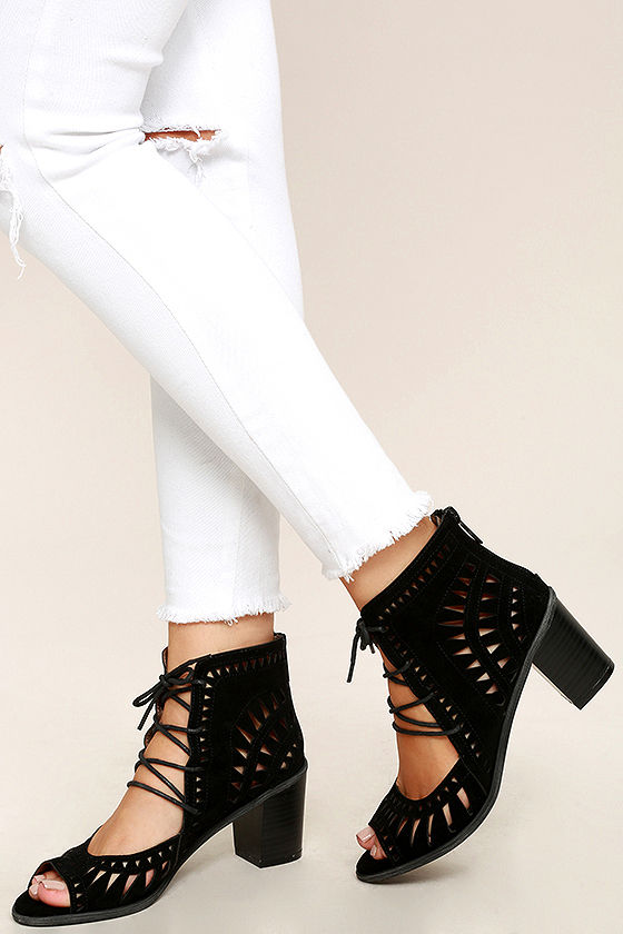 black laser cut booties