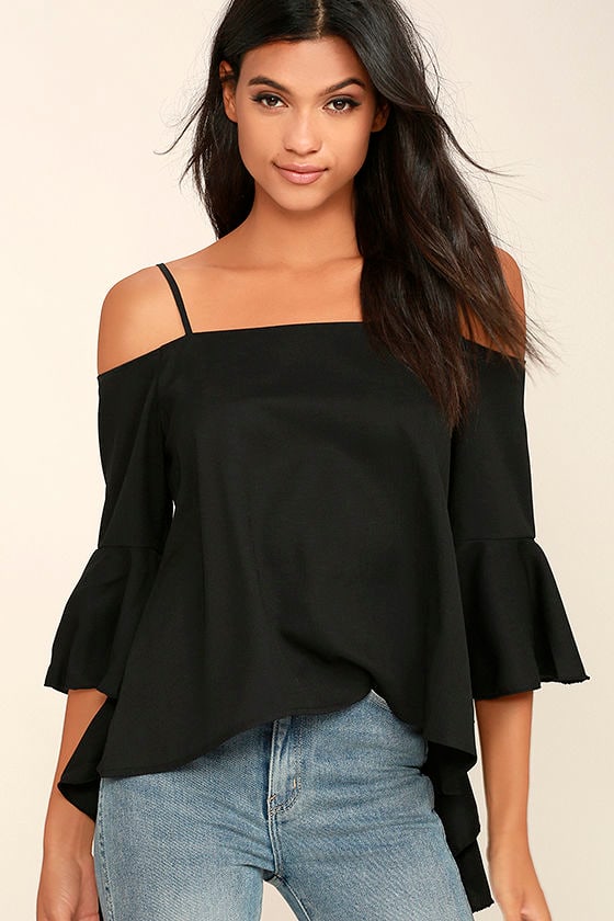 Lovely Black Top - Long Sleeve Top - Bell Sleeve Top - $42.00 - Lulus