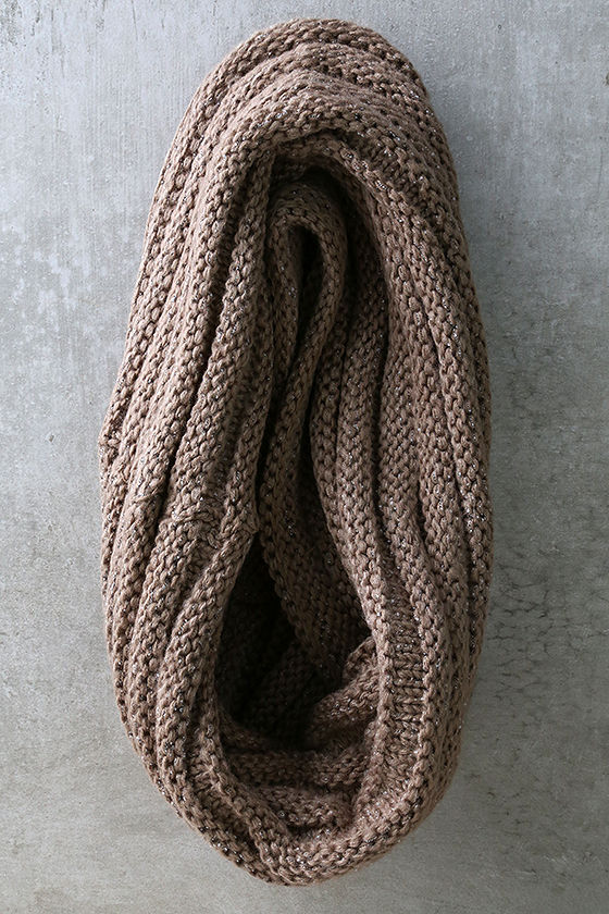 Cozy Light Brown Scarf Infinity Scarf Snood Scarf Circle Scarf