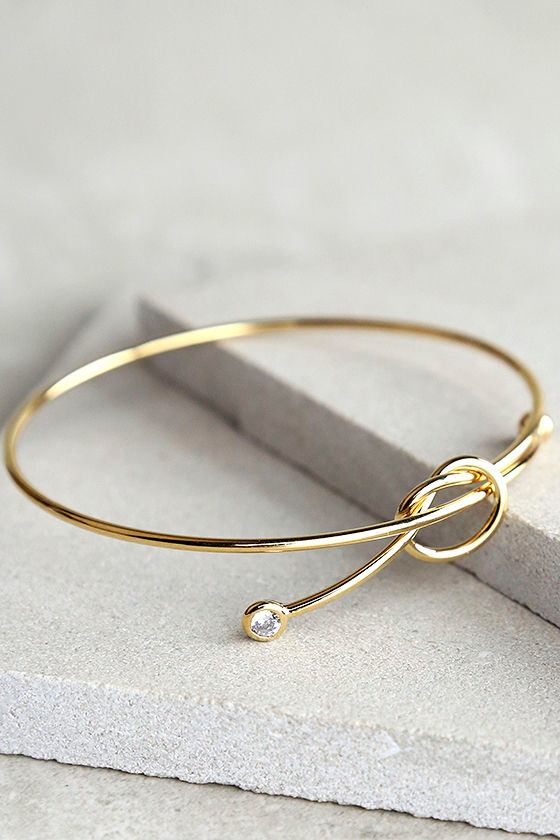 Cute Gold Bracelet Knotted Gold Bracelet Rhinestone Bracelet 14.