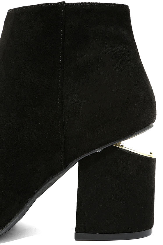 suede black booties flat