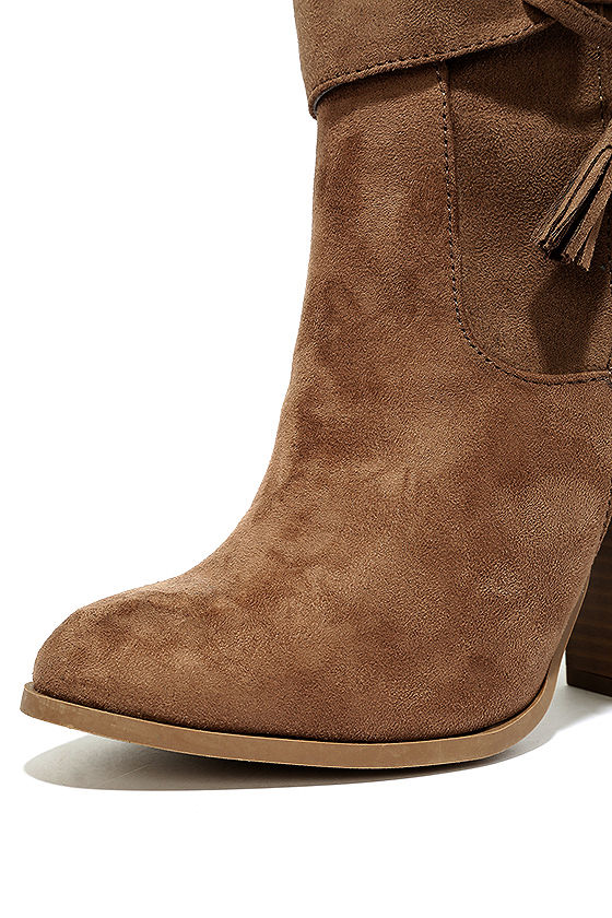 taupe booties high heel