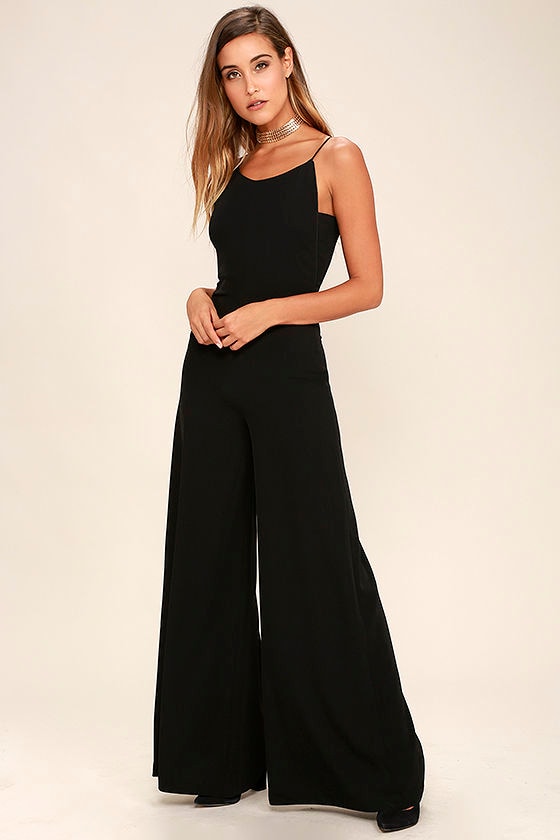 Chic Black Jumpsuit - Backless Jumpsuit - Wide-Leg Jumpsuit - $78.00 ...