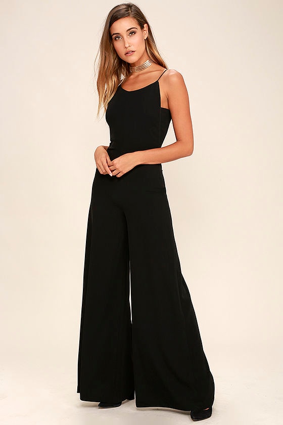 black backless jumpsuit