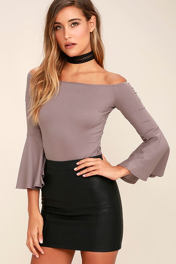 Good One Taupe Off-the-Shoulder Bodysuit 1