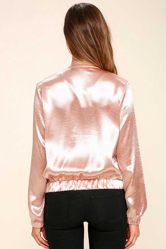 Cool Blush Pink Jacket Bomber Jacket Satin Jacket 58.00