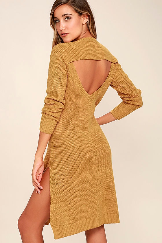 yellow knit dress