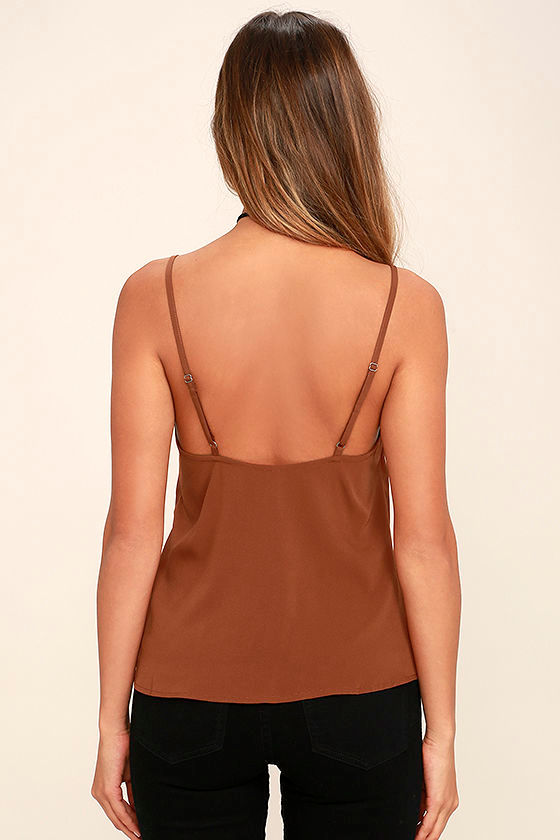 Amuse Society Harli Brown Cami Top Lace Camisole 38.00