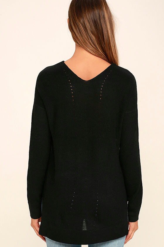 Chic Black Sweater Lightweight Sweater Knit Sweater 68.00