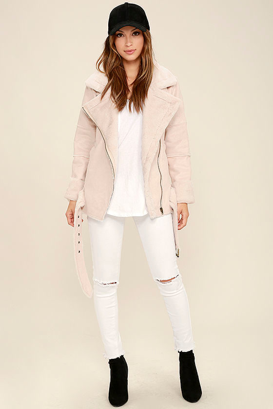 J.O.A. We Go Together Blush Pink Sherpa Coat 2