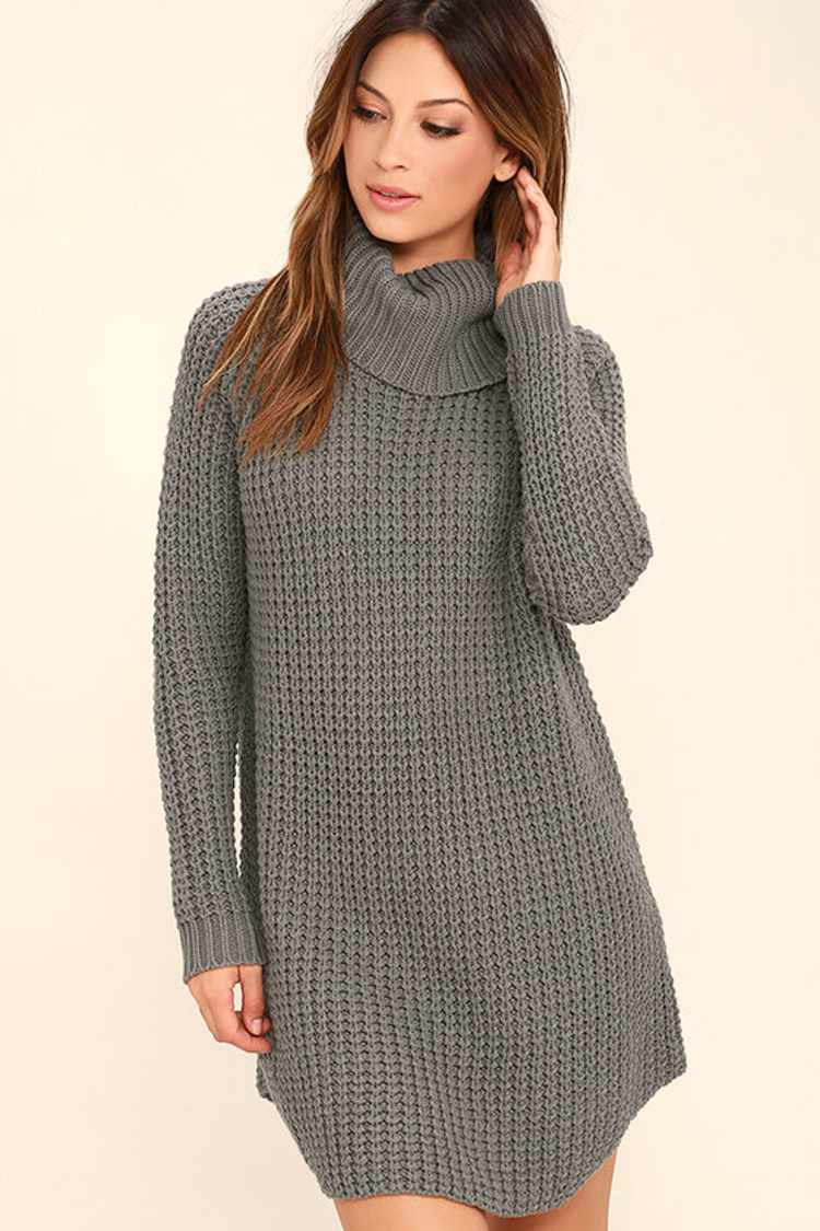 Element Eden Eleventh - Grey Sweater Dress - Knit Sweater Dress - $69.95 -  Lulus