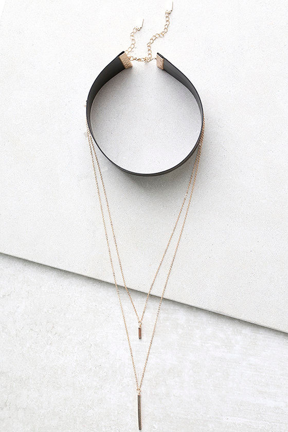 Chic Gold and Black Necklace Set - Choker Necklace - Layered Necklace ...