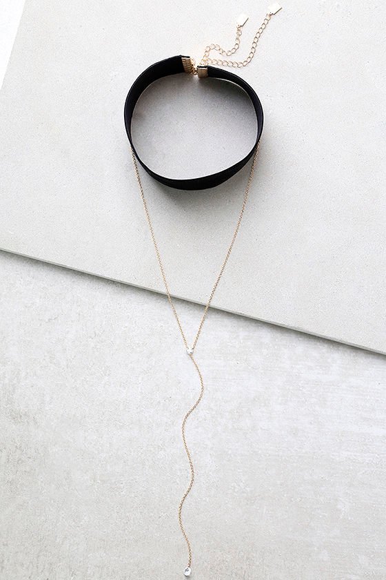 Chic Black and Gold Necklace Set - Choker Necklace Set - Layered Choker ...