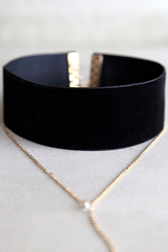 Chic Black and Gold Necklace Set - Choker Necklace Set - Layered Choker ...