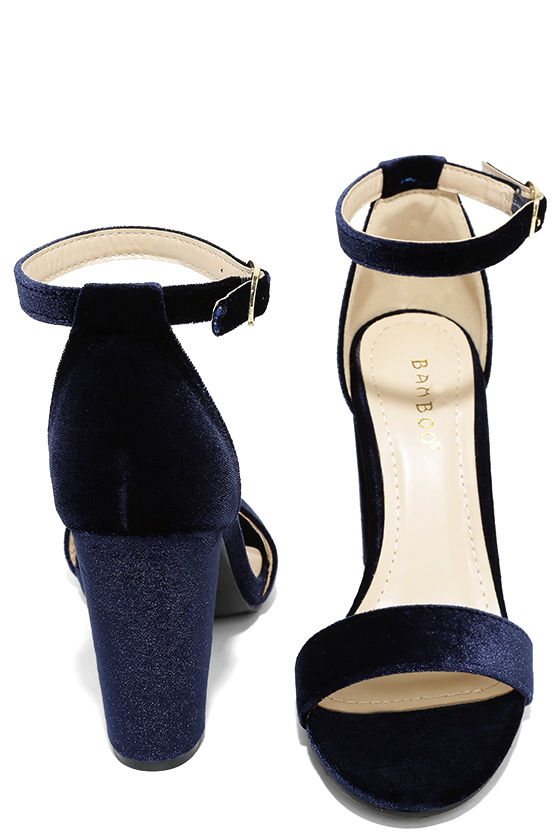 Cute Navy Blue Heels Ankle Strap Heels Dress Sandals 28.00