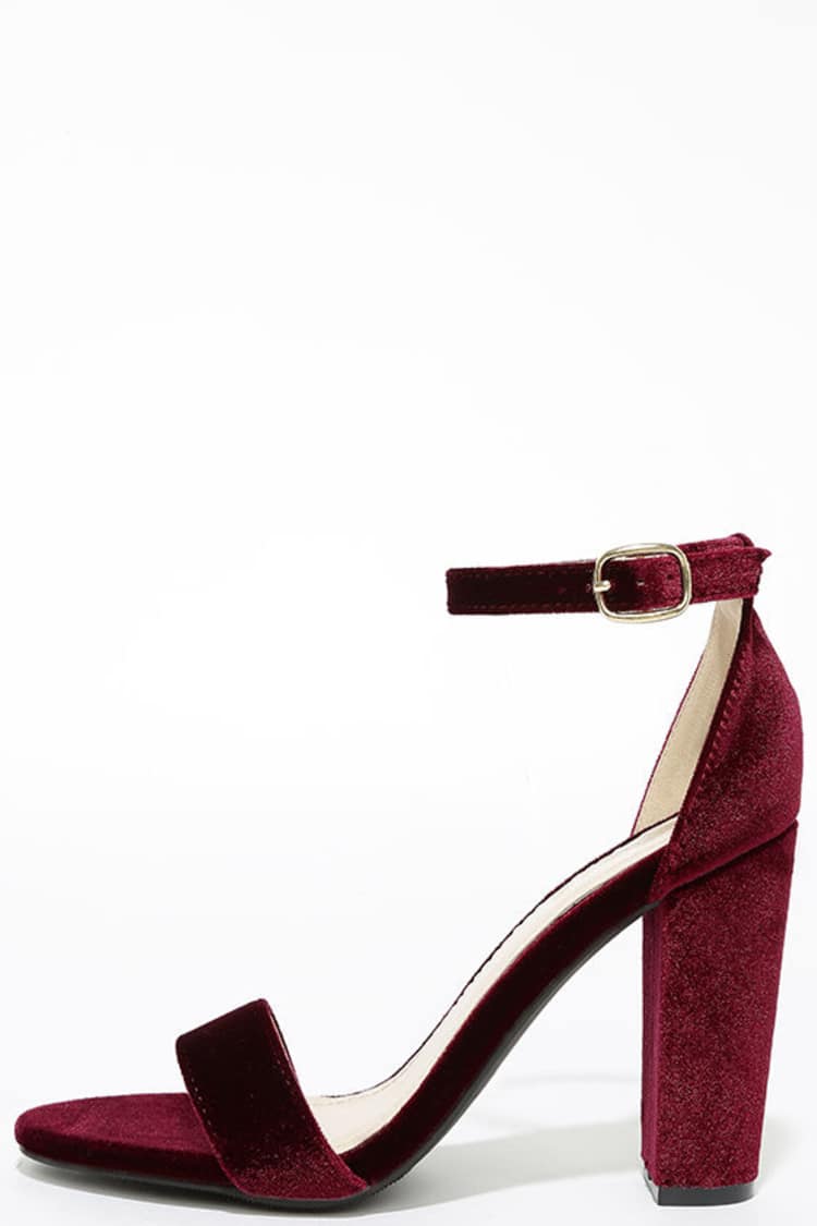 Cute Burgundy Heels - Ankle Strap Heels - Dress Sandals - $28.00
