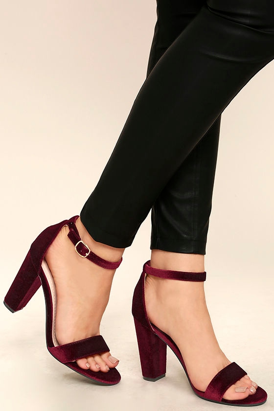 Buy Maroon Embroidered Floral Block Heels by Sole House Online at Aza  Fashions.
