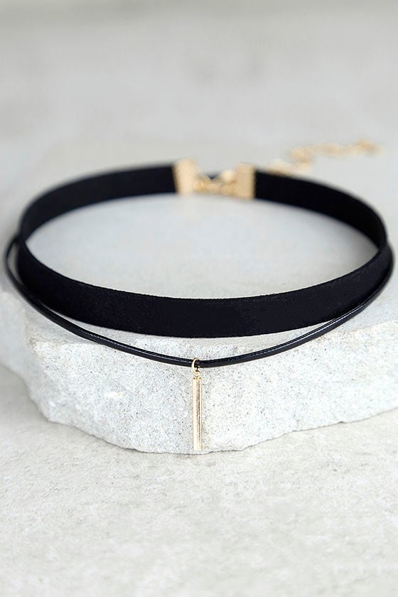 Sweetness Black and Gold Layered Choker Necklace