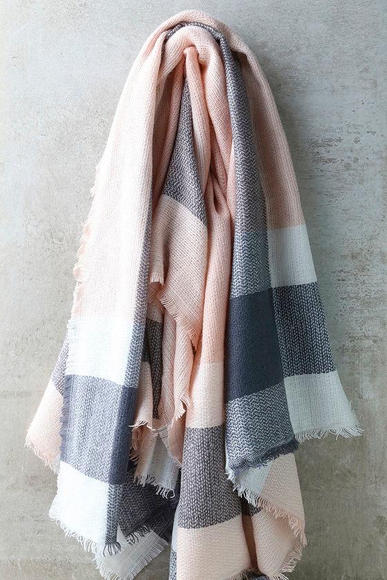 Cheering Section Blush Pink Plaid Scarf 2